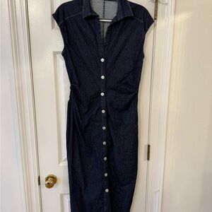 Zara Dark Blue Denim Midi Dress